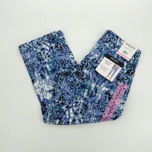 Nine West Chrystie Capri Pants Size 6 Relaxed Fit Blue Abstract Pattern NWT $59.
